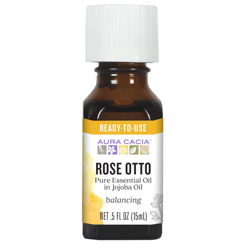 Aura Cacia Rose Otto Essential Oil in Jojoba Oil, 0.5 fl oz