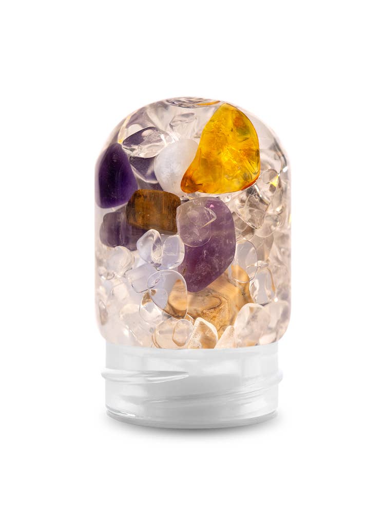 GemPod PRANA w. Amber, Amethyst, Chalcedony, Petr. Wood, ...