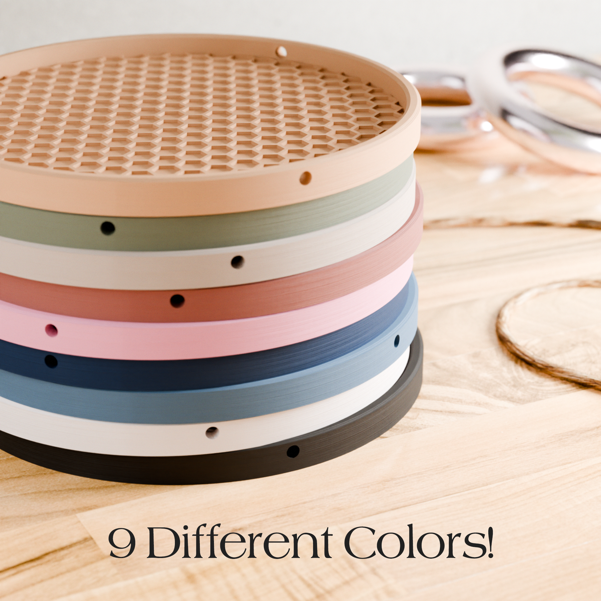 Hanging Plant Pot Tray | Honeycomb: Natural Wood / 10 Inches