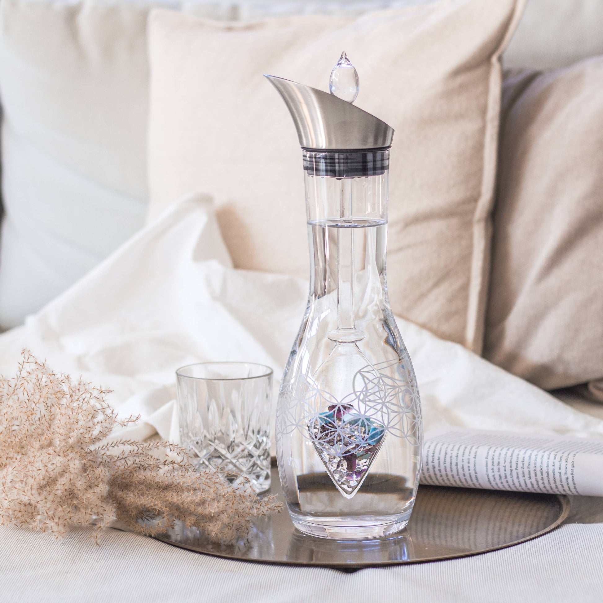 Era Crystal Water Carafe | FLOWER OF LIFE (Amethyst, Aquam.)