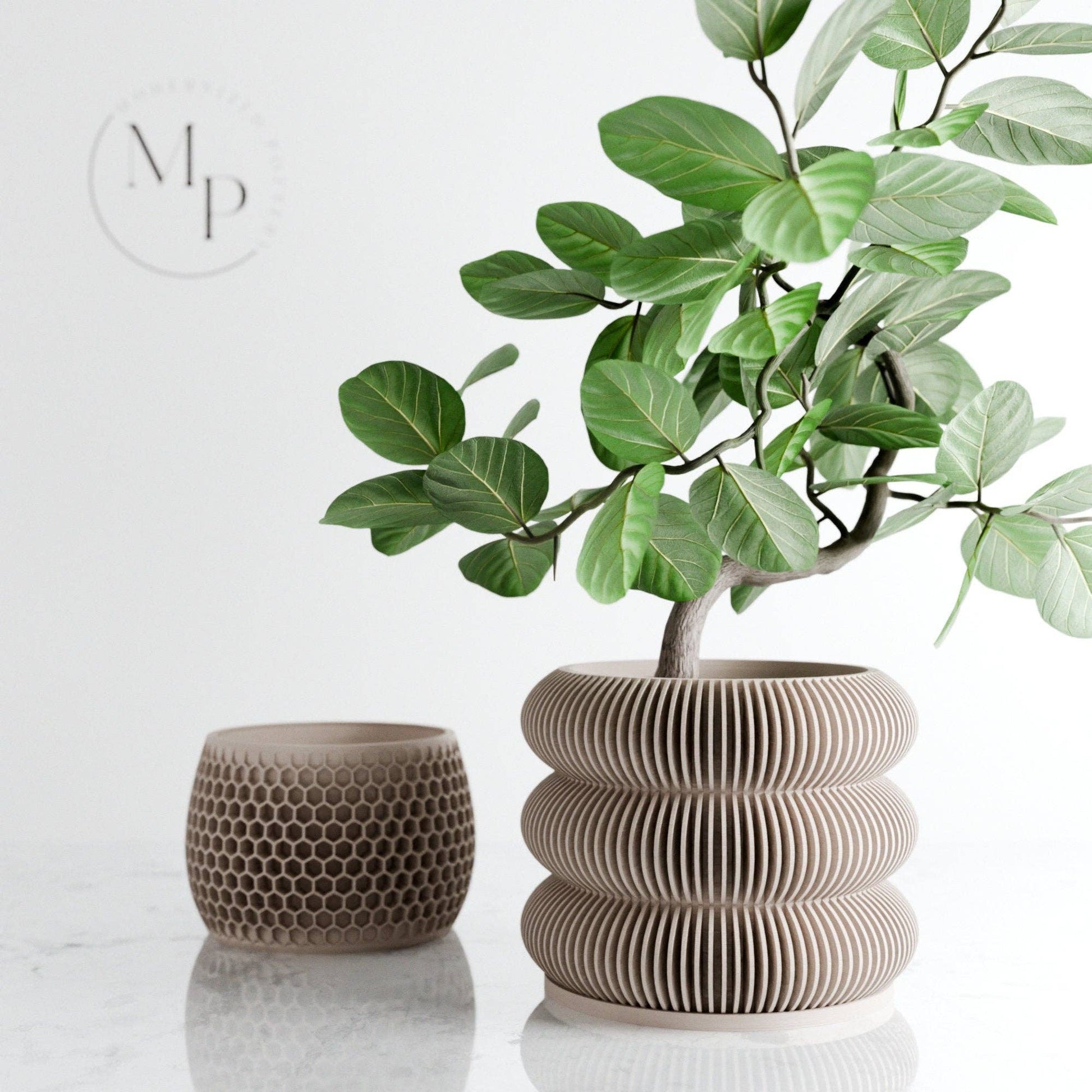 Triple BUBBLES Planter: Green / 8"