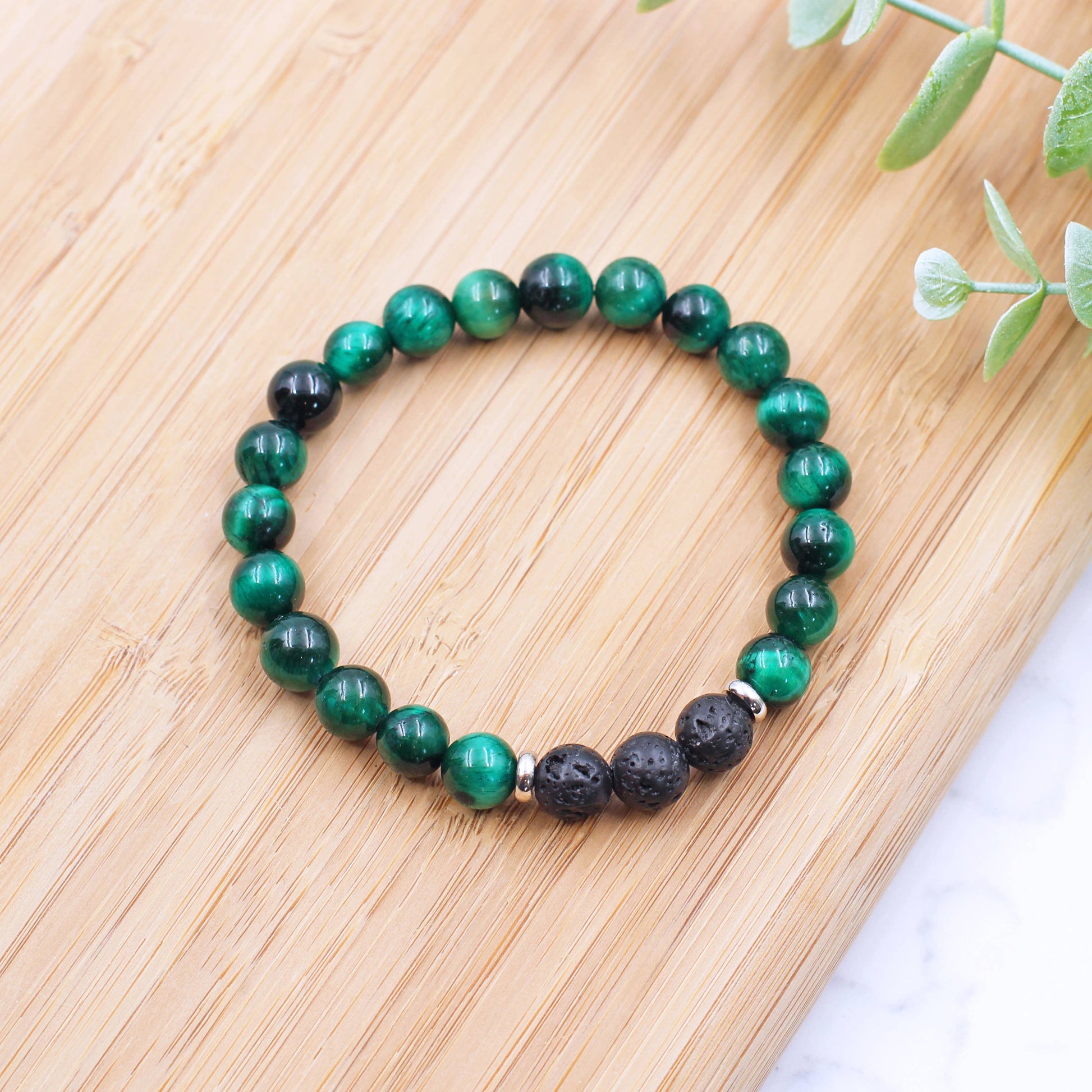 Green Tiger's Eye Essential Oil Lava Stone Diffuser Bracelet