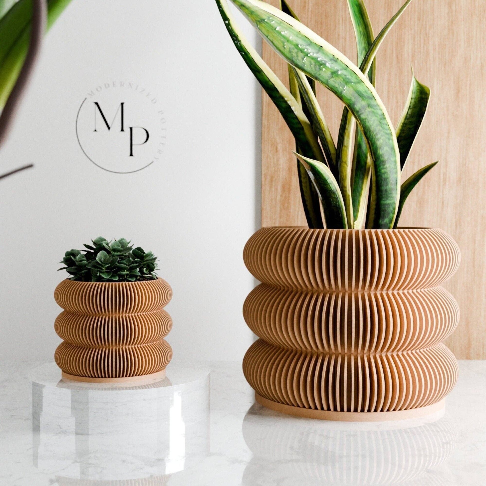 Triple BUBBLES Planter: Green / 8"
