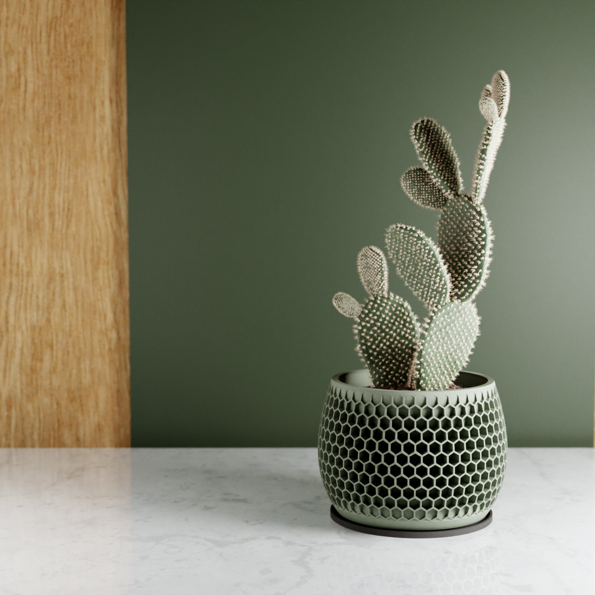 HONEYCOMB Planter: Natural Wood / Small