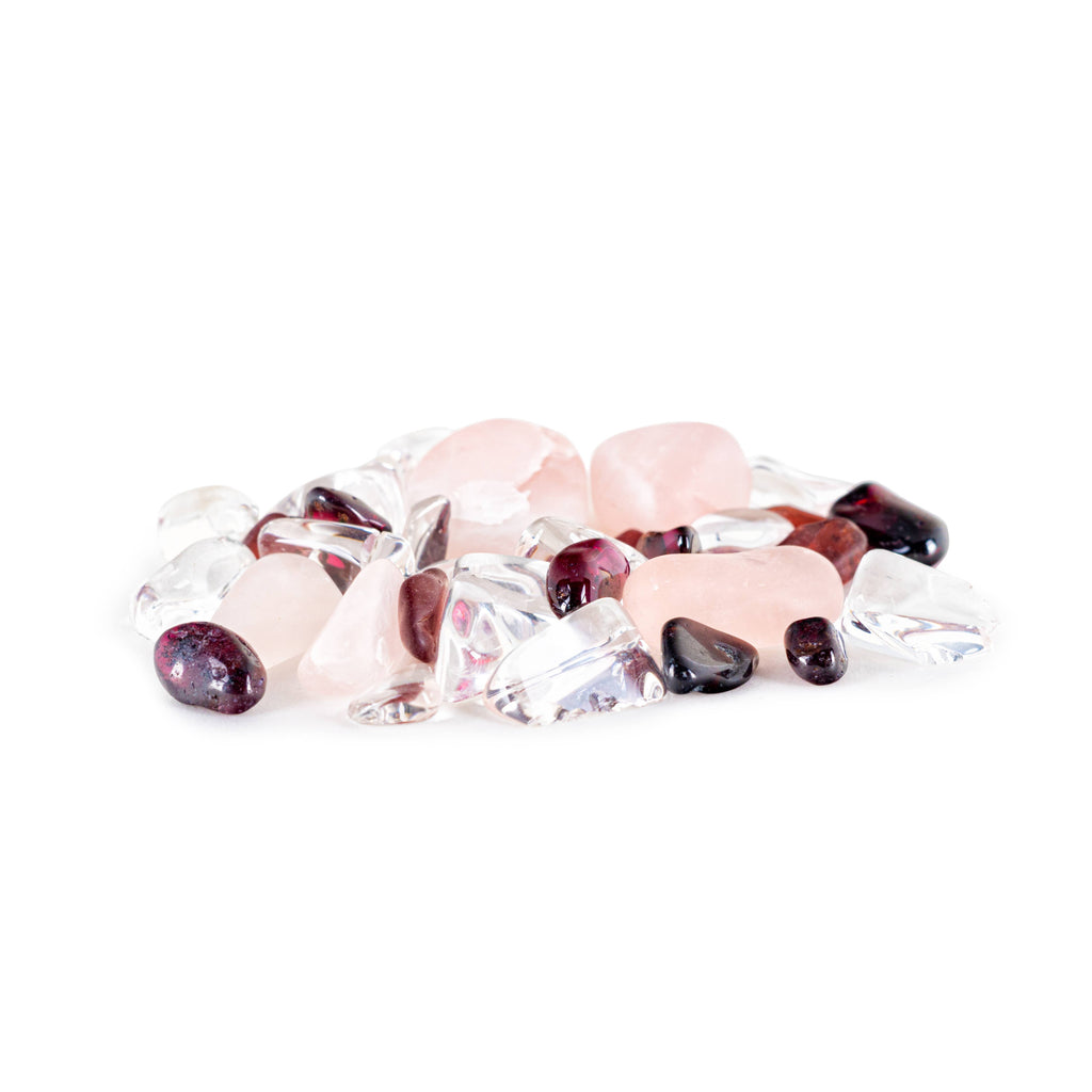 Crystal Water Vial: LOVE (rose quartz – garnet – clear quartz)