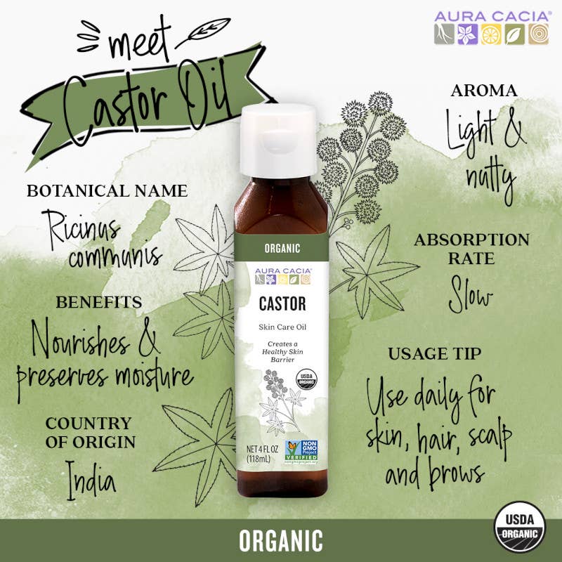 Aura Cacia Certified Organic Castor Oil, 4 fl oz