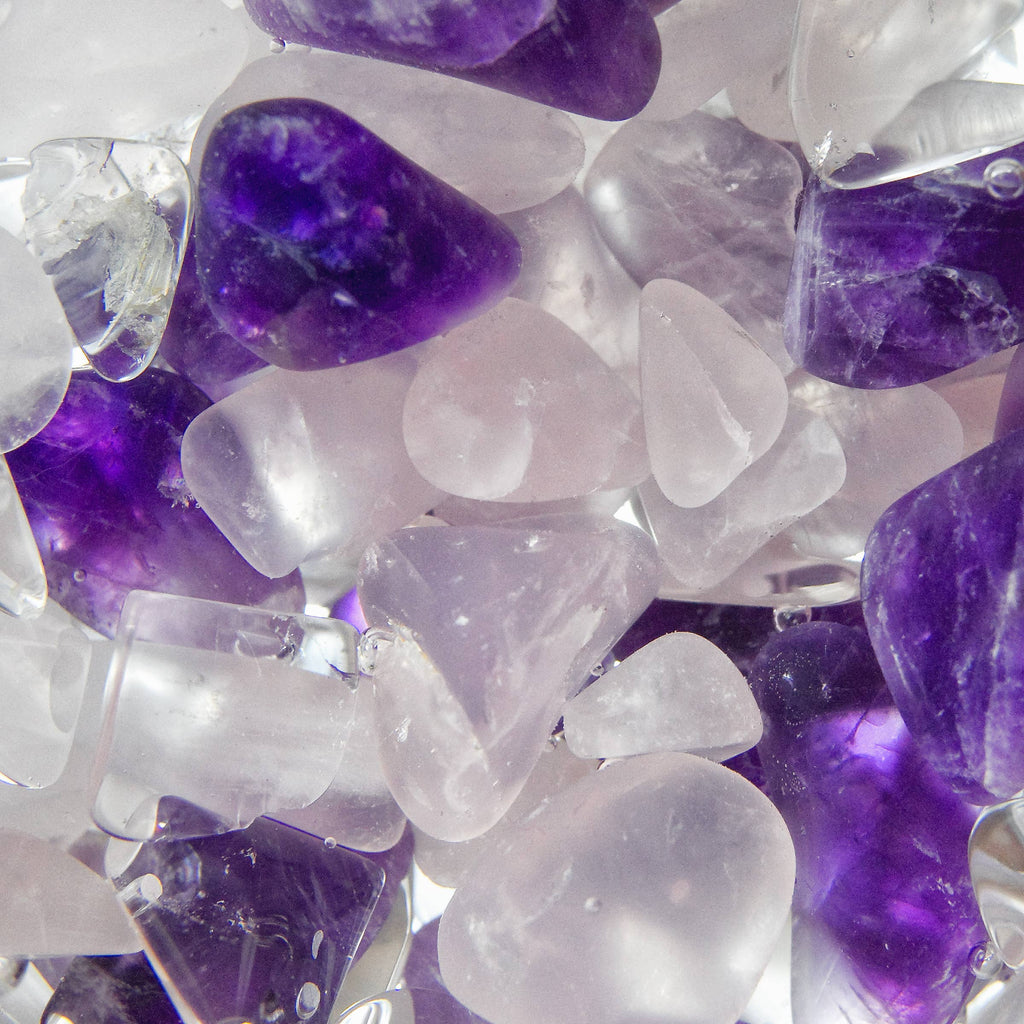 ViA Crystal Water Bottle | WELLNESS w Amethyst & Rose Quartz