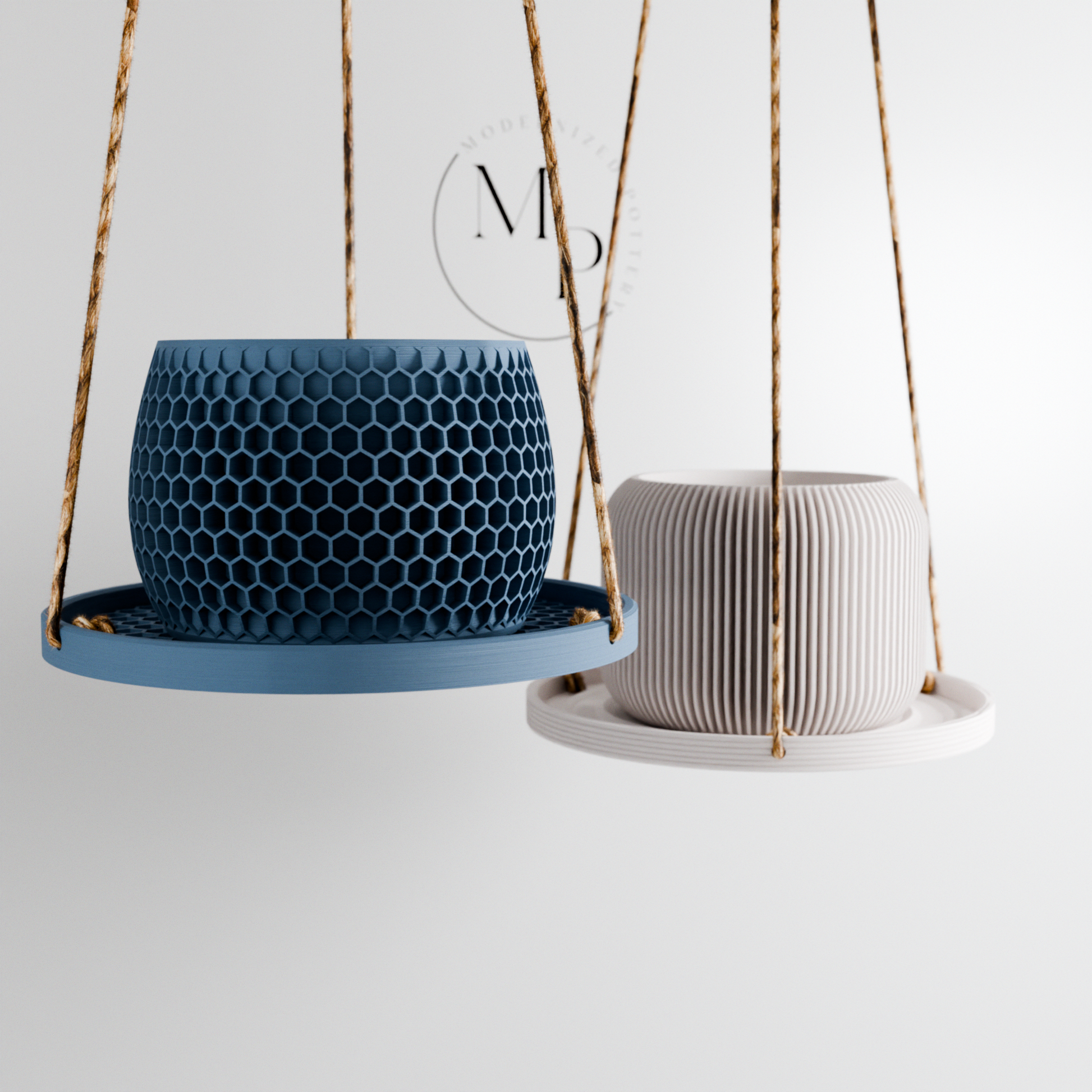 Hanging Plant Pot Tray | Honeycomb: Natural Wood / 10 Inches
