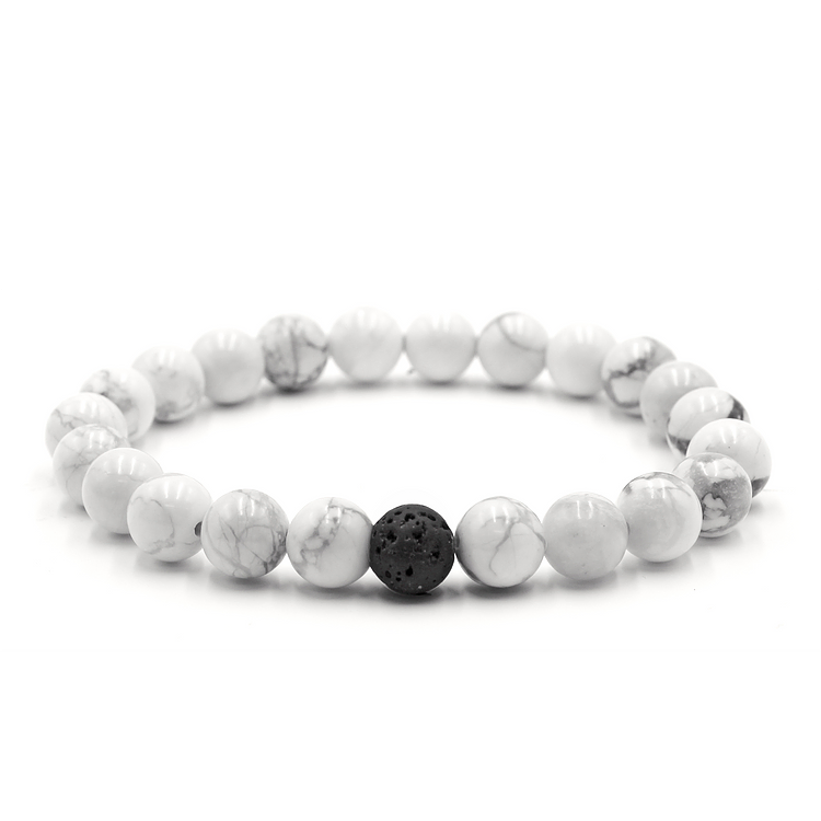Howlite + Lava Essential Oil Lava Stone Diffuser Bracelet