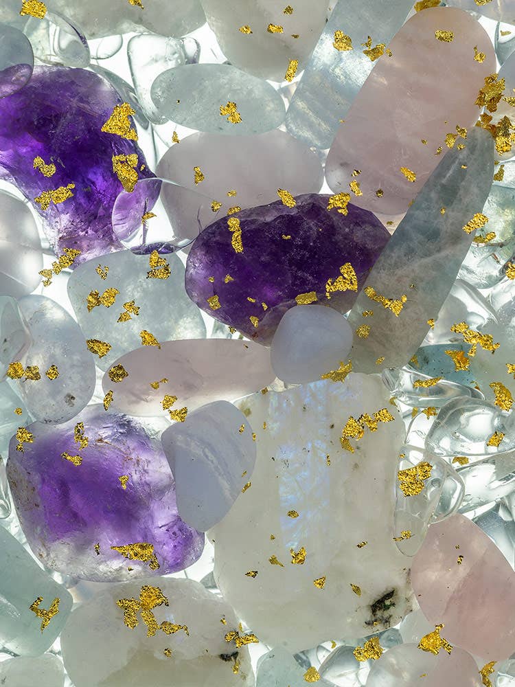 GemPod MISS UNICORN with Amethyst, Moonstone, 24k Gold, ...