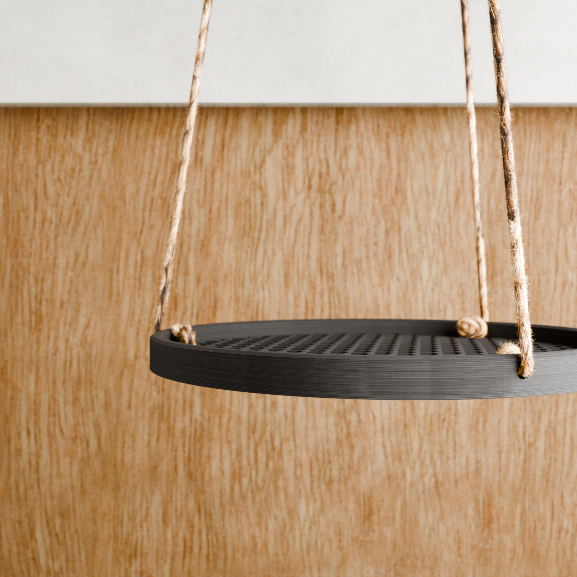 Hanging Plant Pot Tray | Honeycomb: Natural Wood / 10 Inches