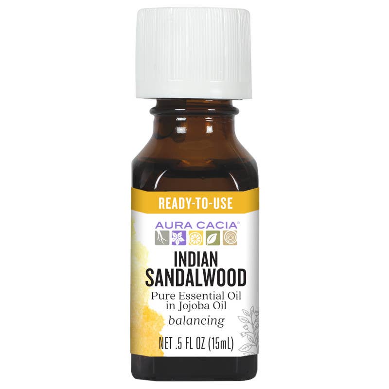 Aura Cacia Indian Sandalwood Essential Oil in Jojoba, 0.5 oz