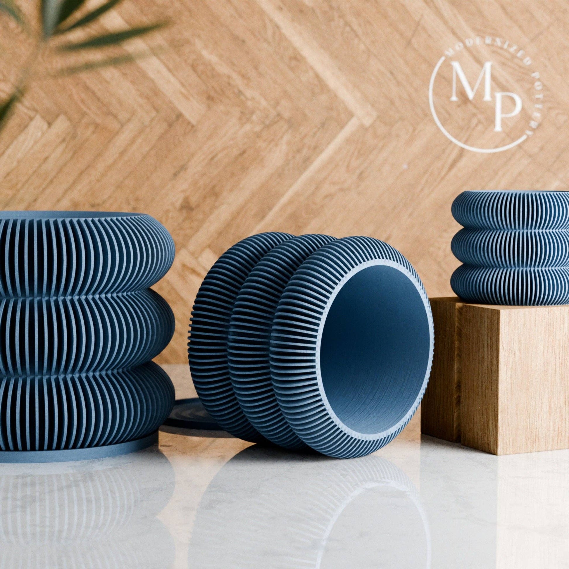 Triple BUBBLES Planter: Green / 8"