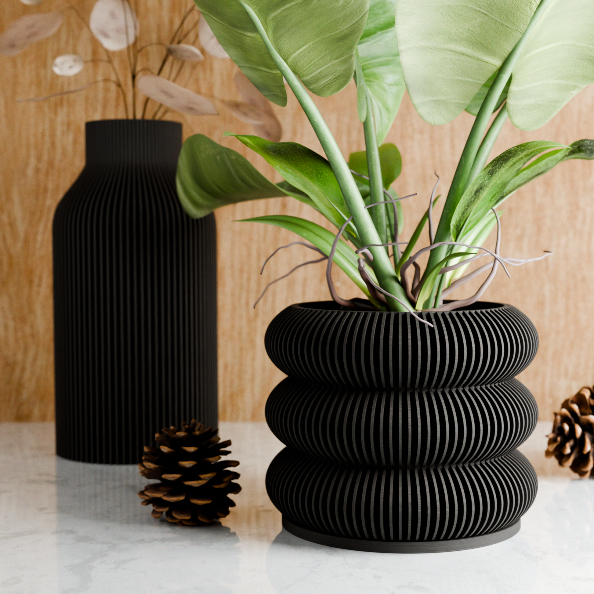 Triple BUBBLES Planter: Green / 6"