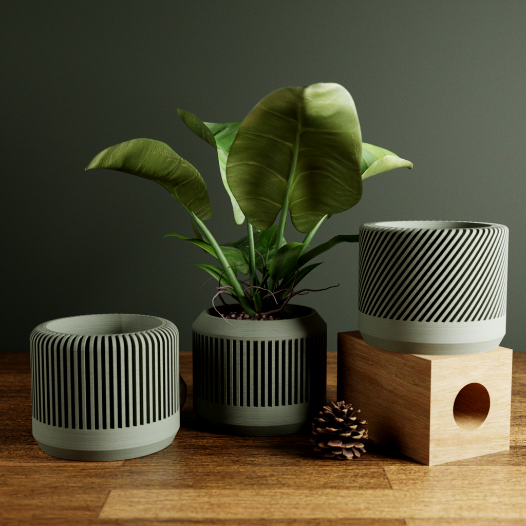 BAMBOO Planter Set: Natural Wood