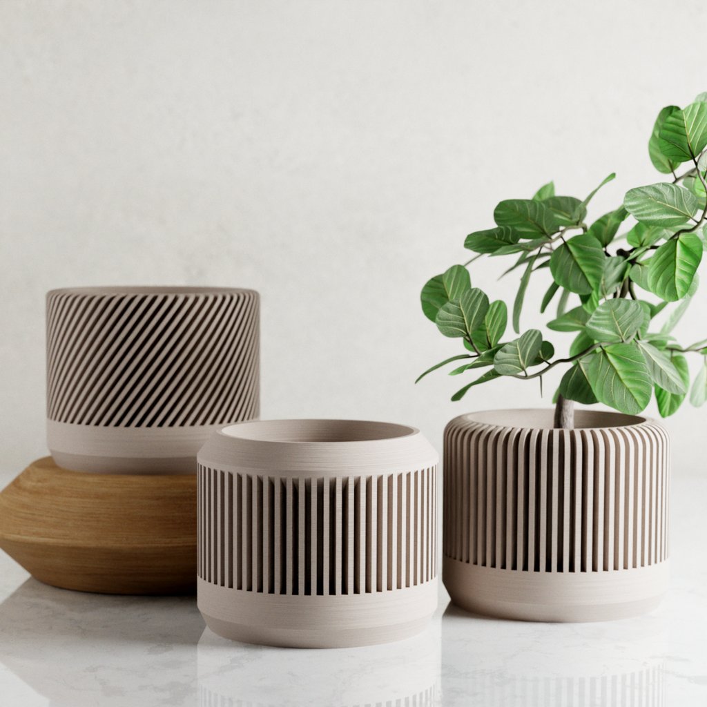BAMBOO Planter Set: Natural Wood