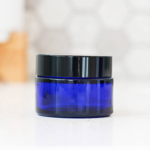 1oz Blue Glass Jar